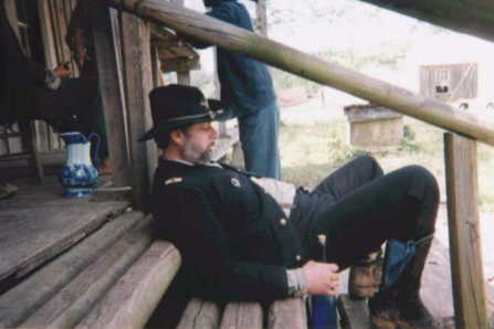 Steve Dunfee resting at the Dog Trot house in Pleasant Hill, La., 1999
